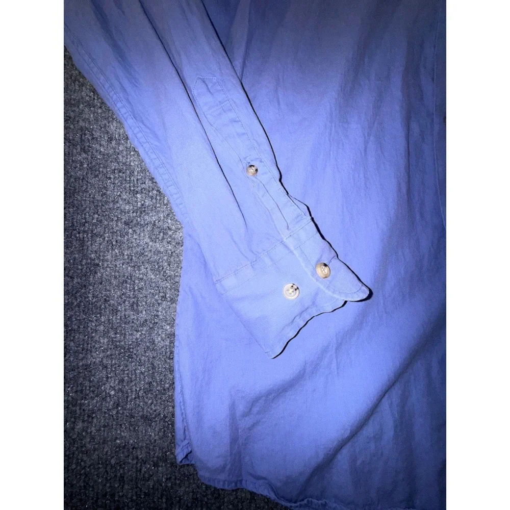 Peter Millar Mountainside Men Small Blue Cotton Silk Blend Button Down Shirt
